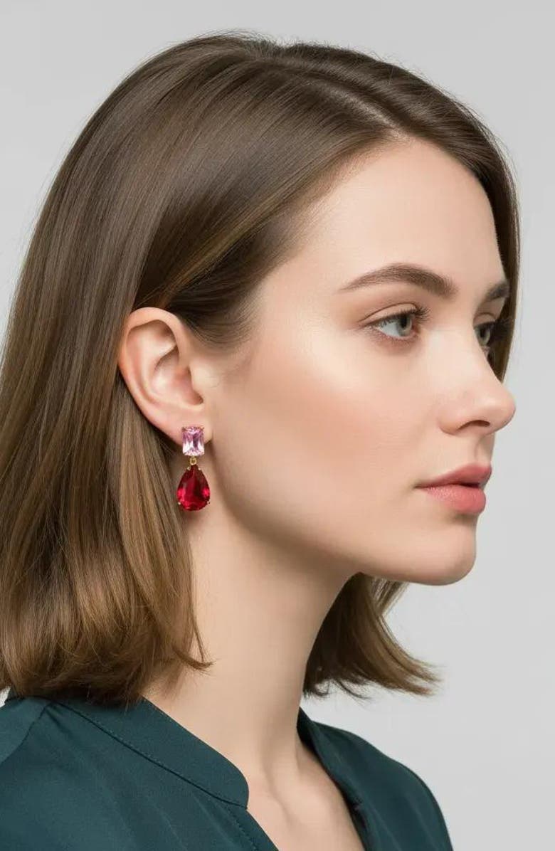 RIVKA FRIEDMAN Mixed Stone Drop Earrings, Alternate, color, Ruby