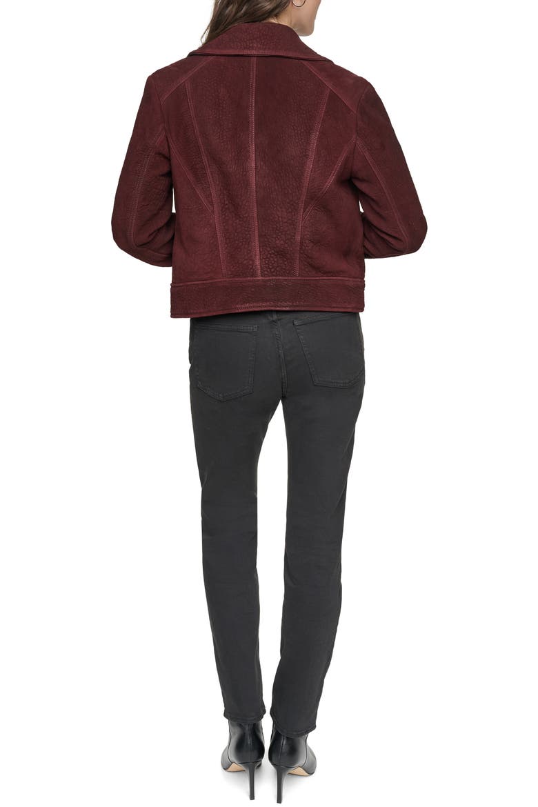 Heritage Castile Nubuck Leather Moto Jacket, Alternate, color, AUBERGINE