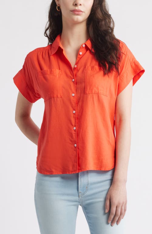 Caslonr Caslon(r) Linen Blend Short Sleeve Button-up Shirt