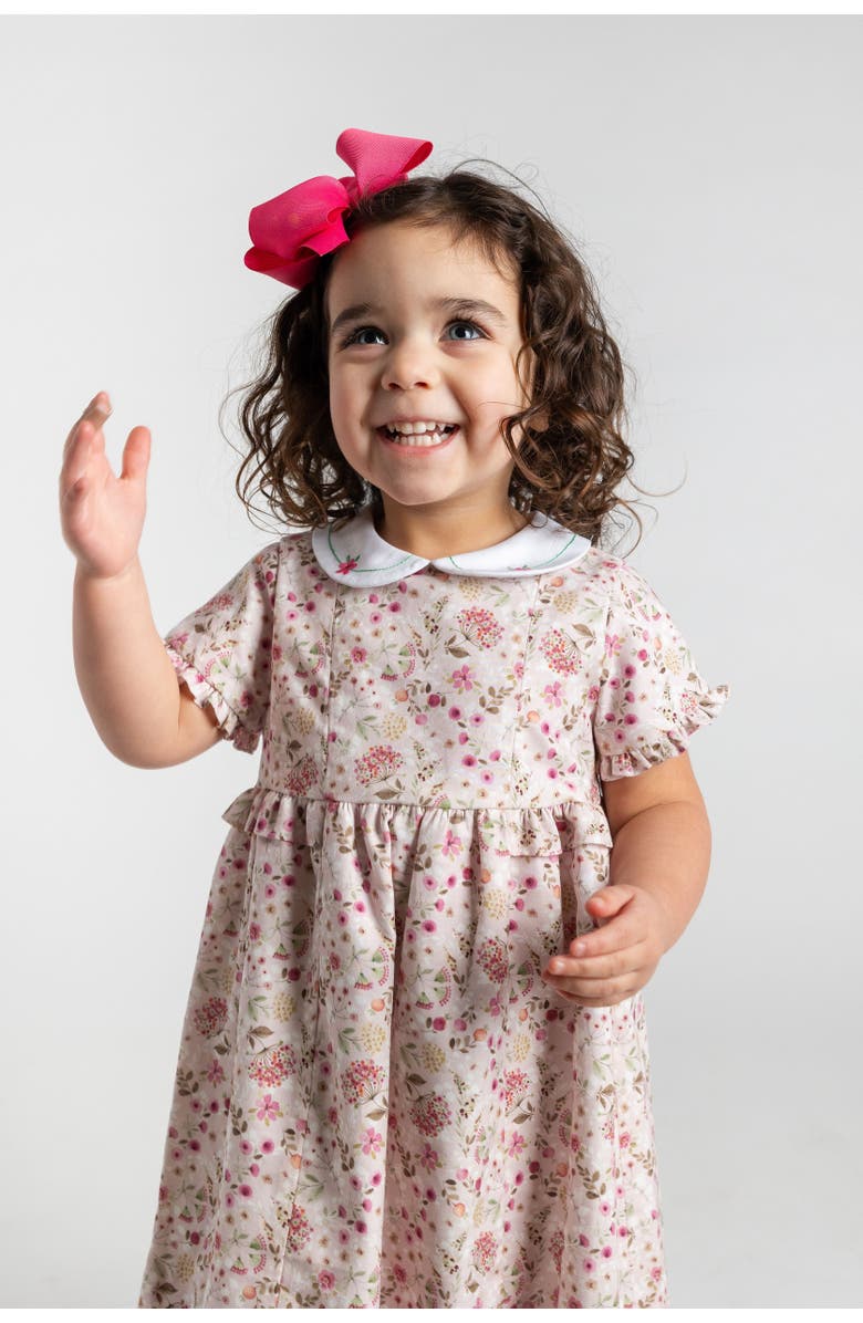 Florence Eiseman Floral Dress With Embroidered Collar, Alternate, color, Ivory And Red Floral