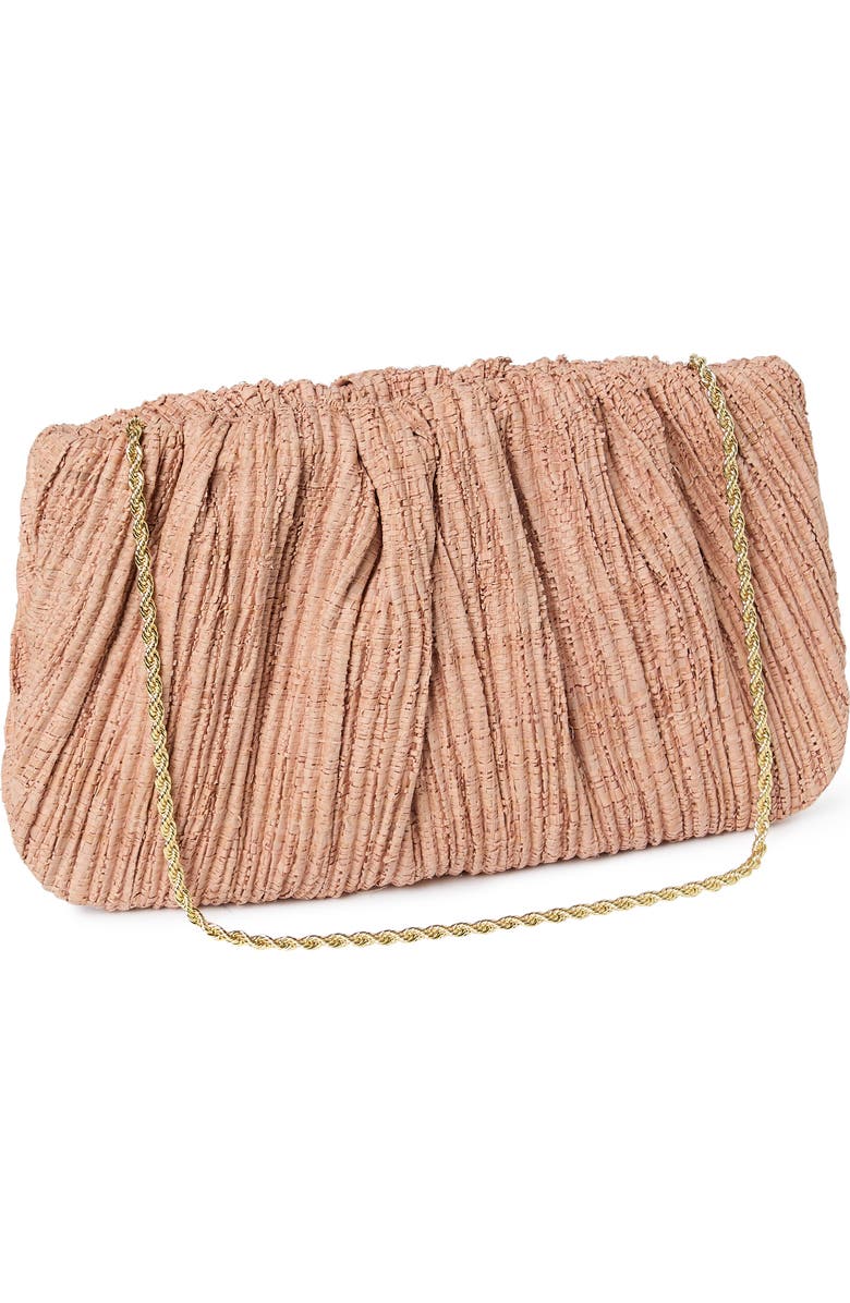 Loeffler Randall Brit Pleated Raffia Clutch, Alternate, color, Blush