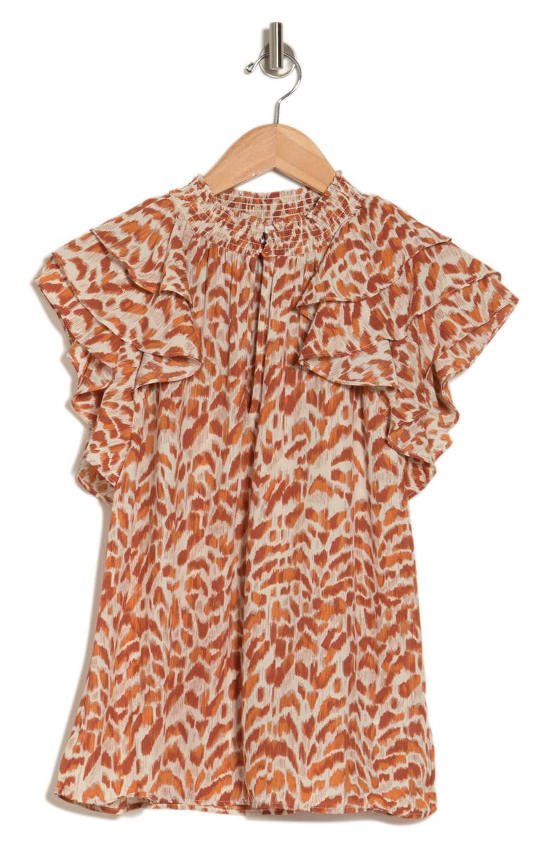 DR2 by Daniel Rainn Mock Neck Ruffle Sleeve Blouse, Alternate, color, 