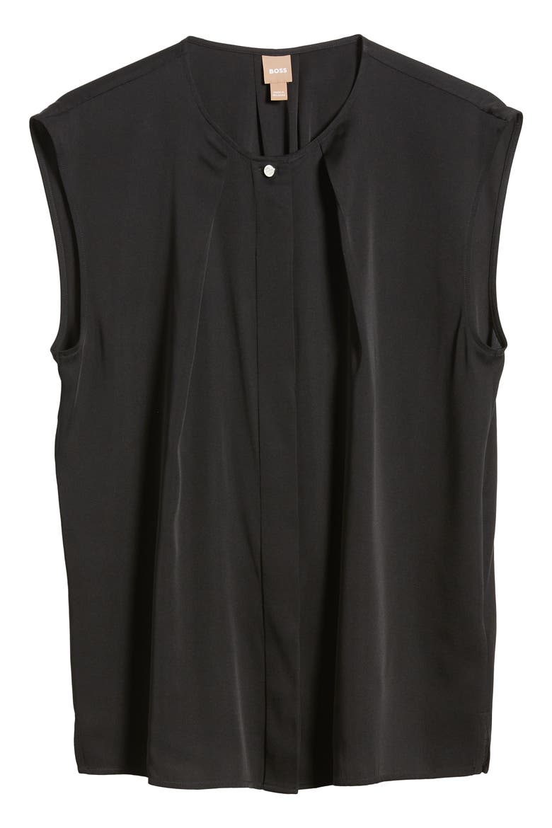 Bielli Silk Cap Sleeve Top, Alternate, color, BLACK