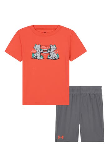 Under Armour Kids' Rock Scramble Graphic T-shirt & Shorts Set In Fire