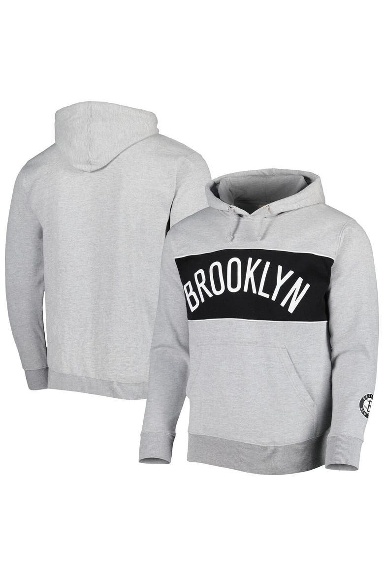 Men's Fanatics Branded Heather Gray Brooklyn Nets Wordmark French Terry Pullover Hoodie, Main, color, Heather Gray