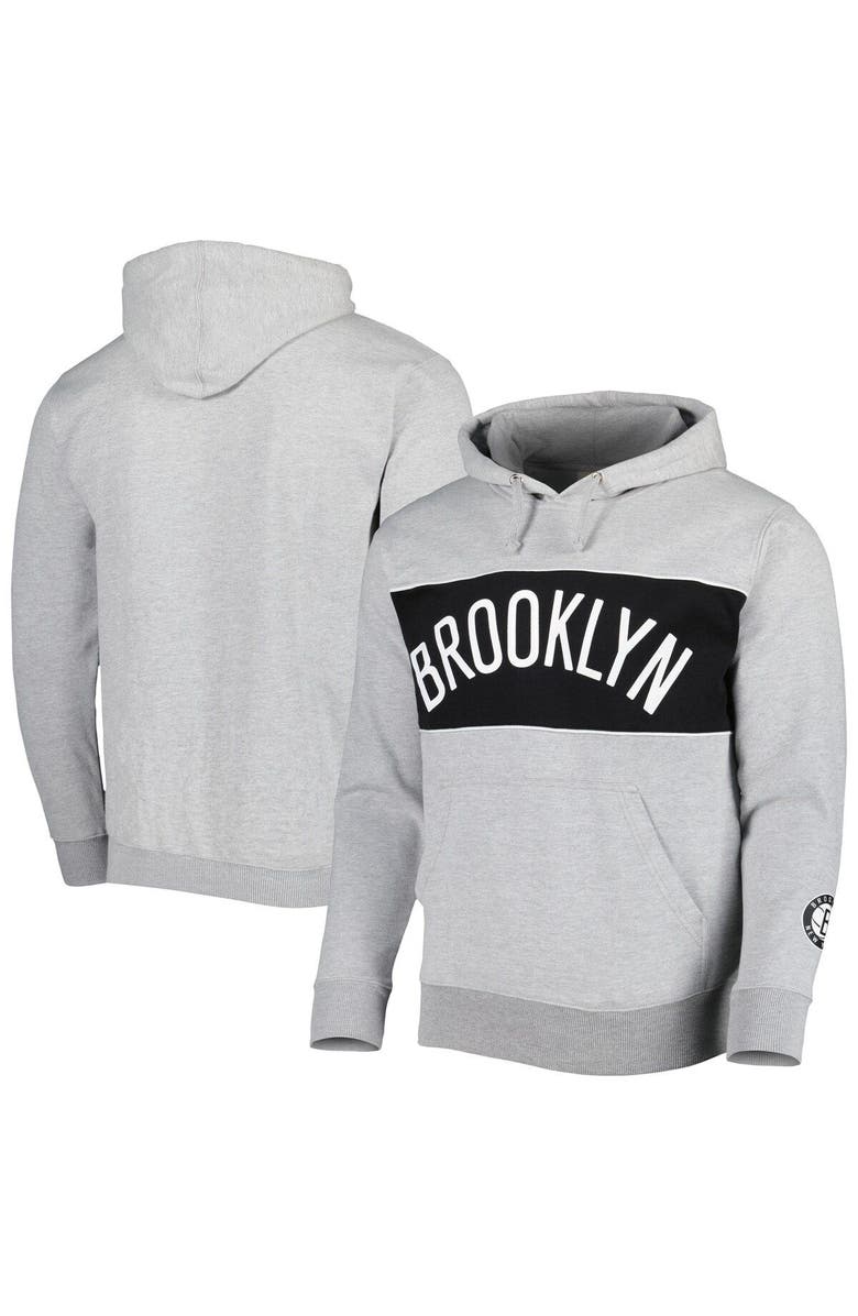FANATICS Men's Fanatics Branded Heather Gray Brooklyn Nets Wordmark French Terry Pullover Hoodie, Main, color, Heather Gray