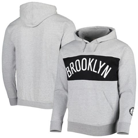 Men's Fanatics Branded Heather Gray Brooklyn Nets Wordmark French Terry Pullover Hoodie