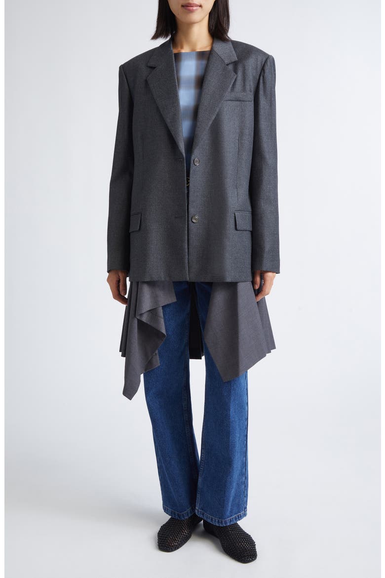 Transformable Single Breasted Wool Blend Blazer, Alternate, color, GREY WOOL BLEND