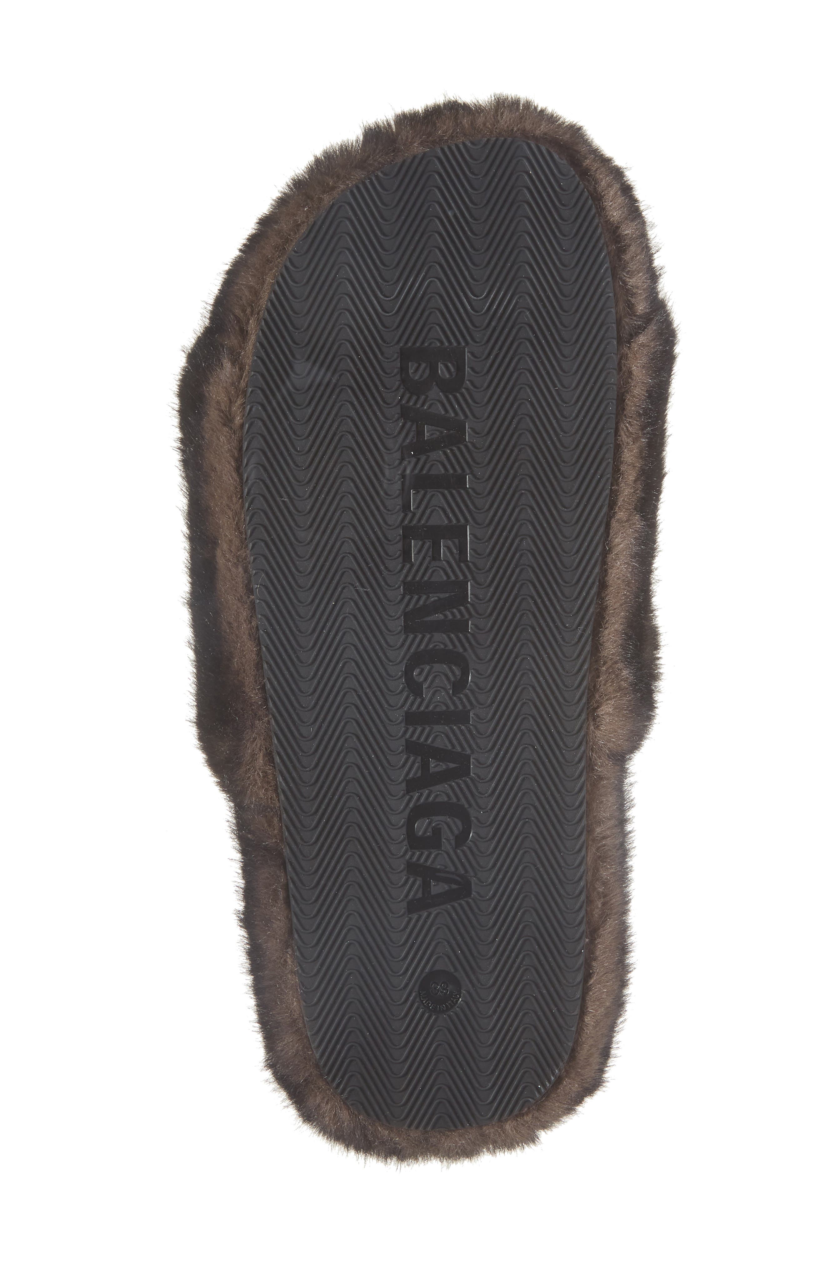 Balenciaga Furry Slide Sandal, Alternate, color, 2618 Brown/ Silver/ Crystal
