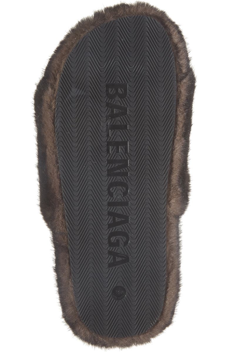 Balenciaga Furry Slide Sandal, Alternate, color, 2618 Brown/ Silver/ Crystal
