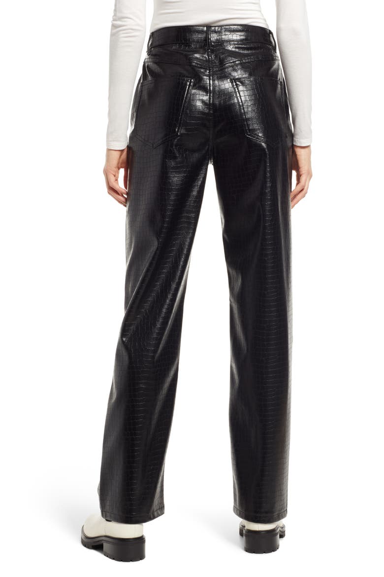 Kithy Croc Embossed Faux Leather Pants, Alternate, color, BLACK