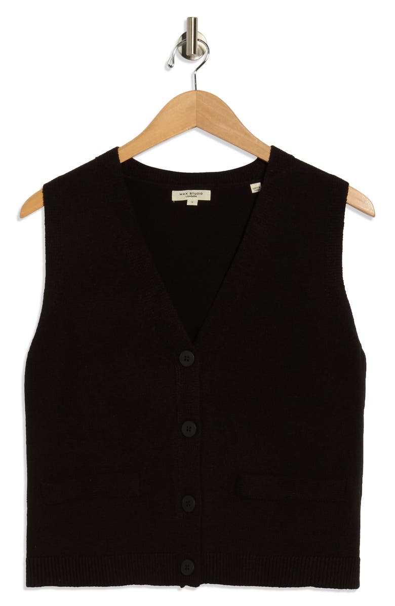 MAX STUDIO V-Neck Sweater Vest, Alternate, color, Black