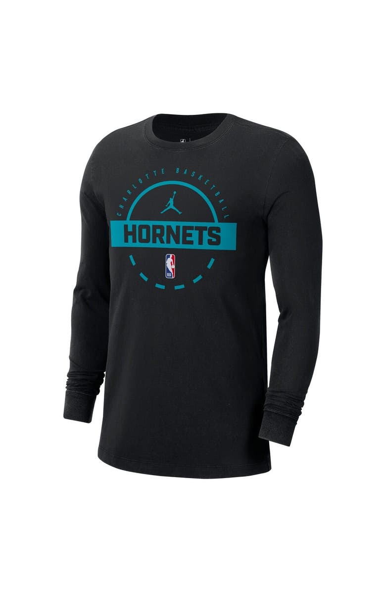 Jordan Brand Men's Jordan Brand  Black Charlotte Hornets Authentic Long Sleeve Practice T-Shirt, Alternate, color, Black