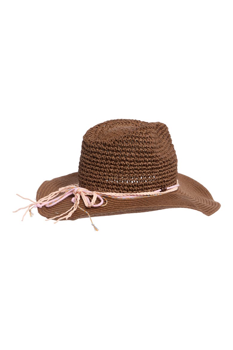 Crochet Straw Bucket Hat, Alternate, color, BROWN
