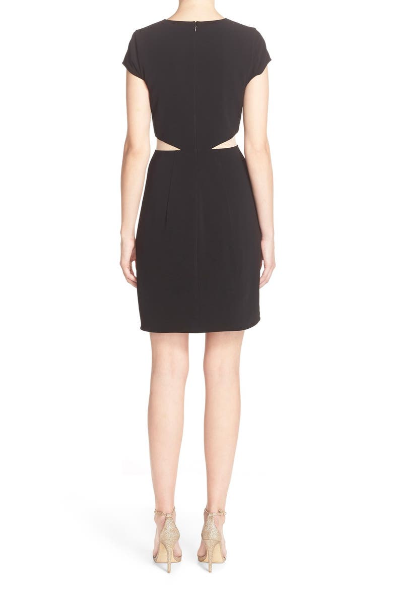 Illusion Mesh & Crepe Sheath Dress, Alternate, color, BLACK