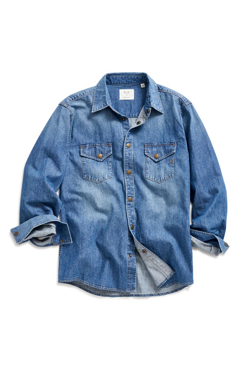 Billy Reid Rosedale Denim Snap-Up Shirt, Alternate, color, Light Indigo