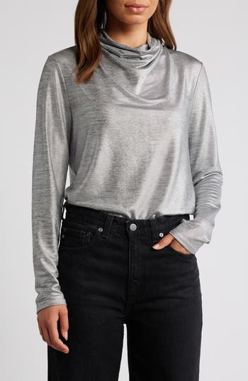 Draping Long Sleeve Top In Sliver 2024