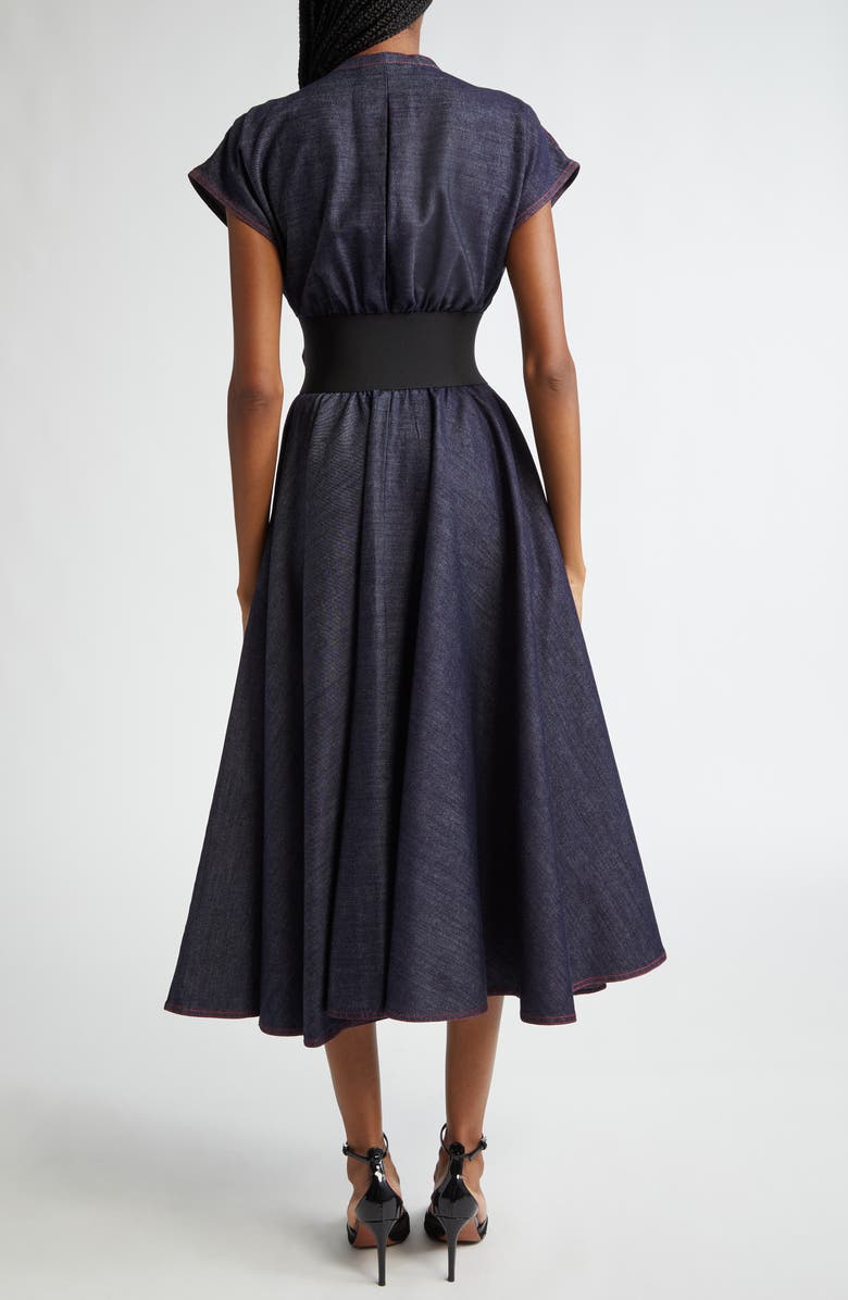 Alaïa Belted Denim Dress, Alternate, color, 