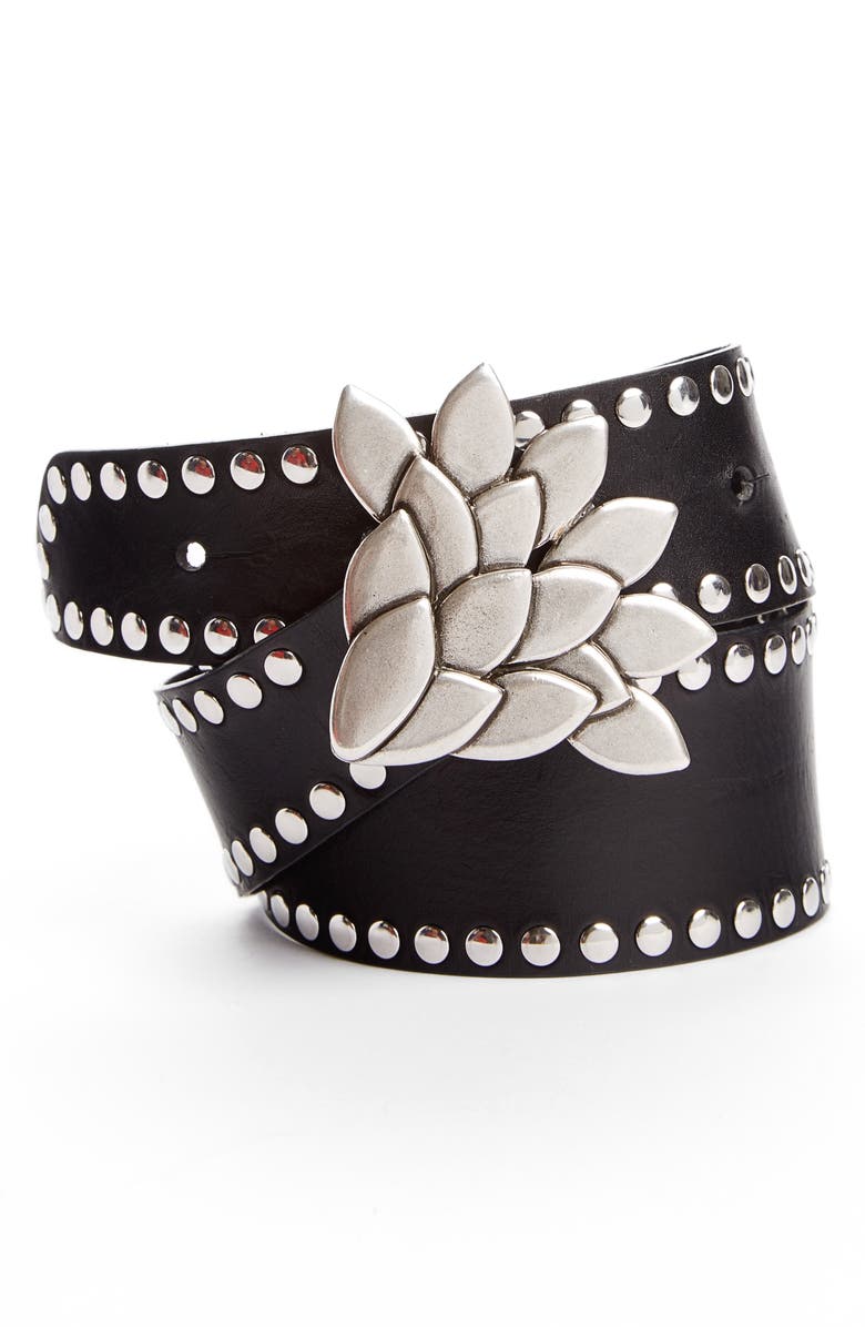Isabel Marant Lowi Floral Studded Leather Belt, Main, color,