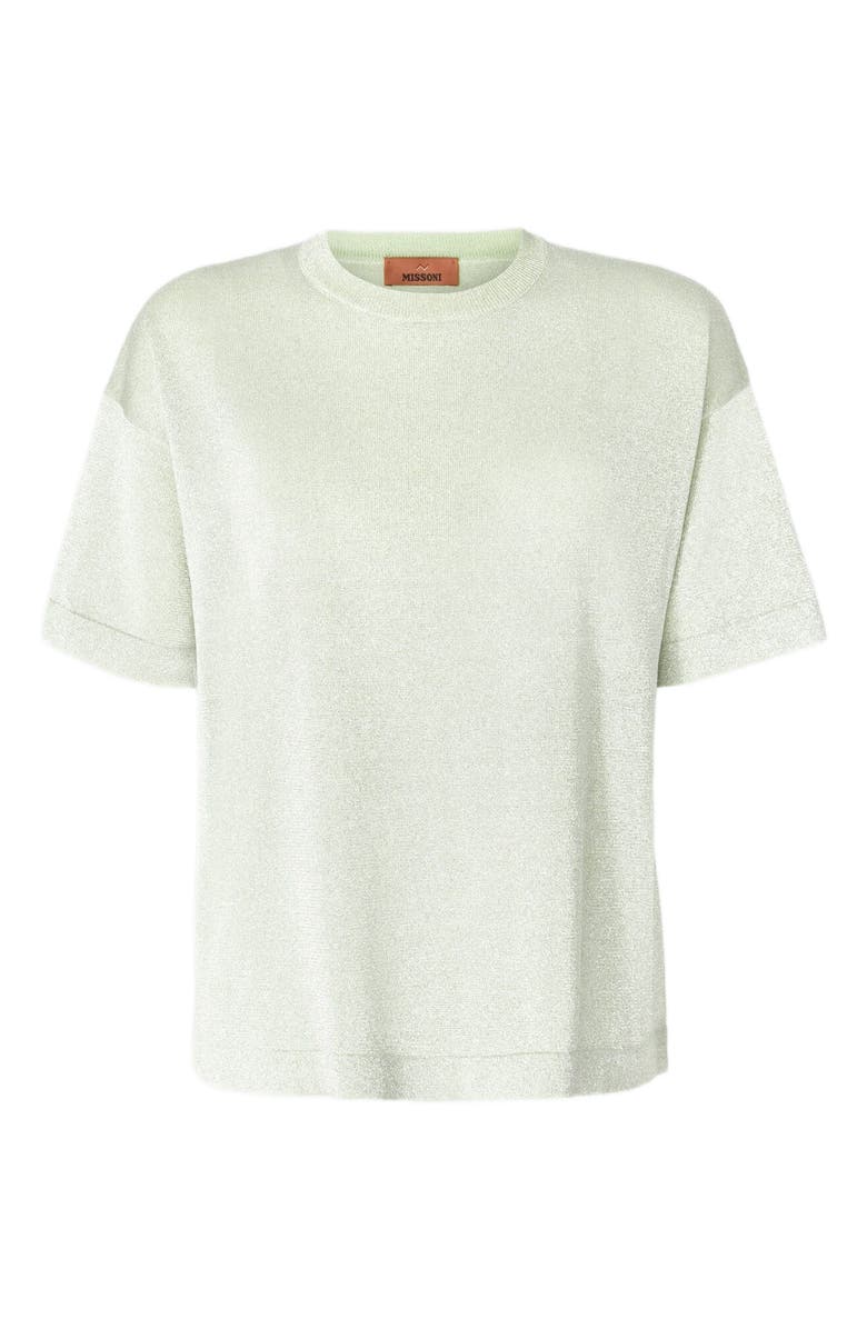 Missoni Oversized Crewneck Sweater In Lamé Viscose With Whetstone Sleeves, Alternate, color, Green