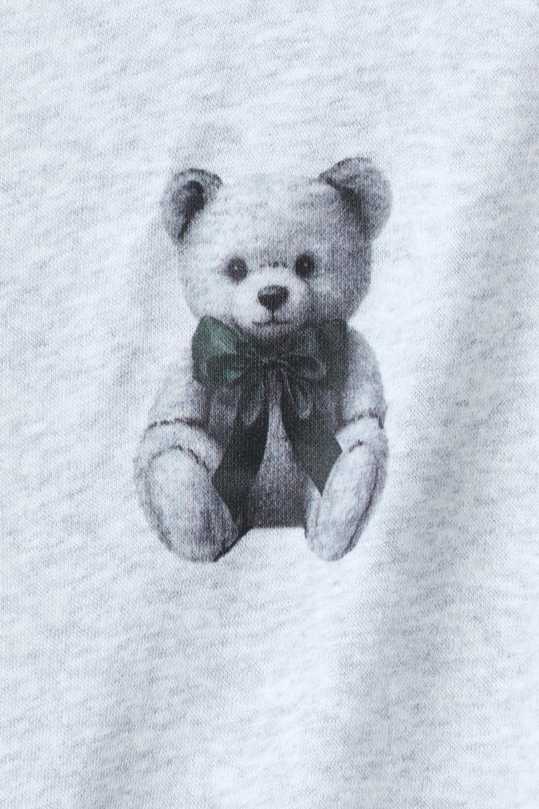 Hoodie With Motif, Alternate, color, Light gray melange/teddy bear