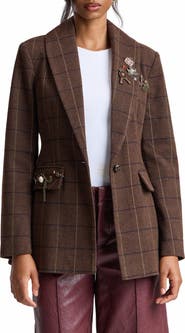 Avec Les Filles Plaid Longline Blazer
