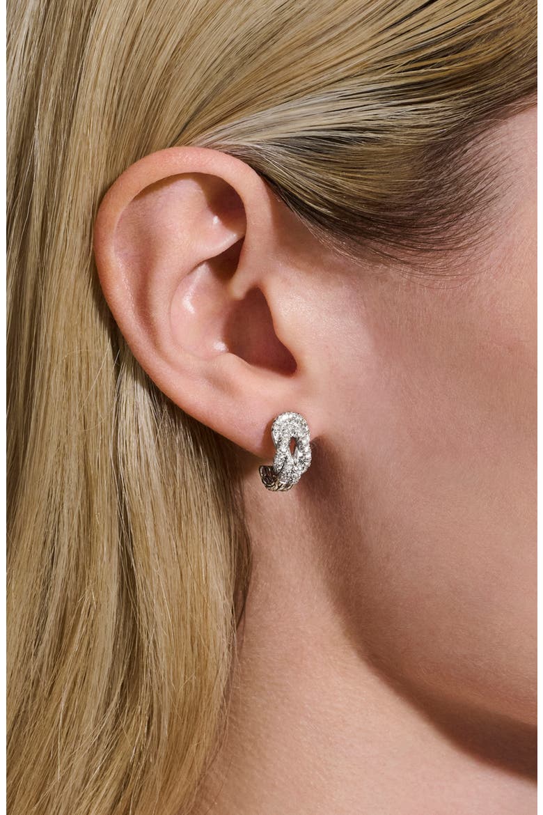Love Knot Earrings, Sterling Silver, Diamonds, Alternate, color, SILVER
