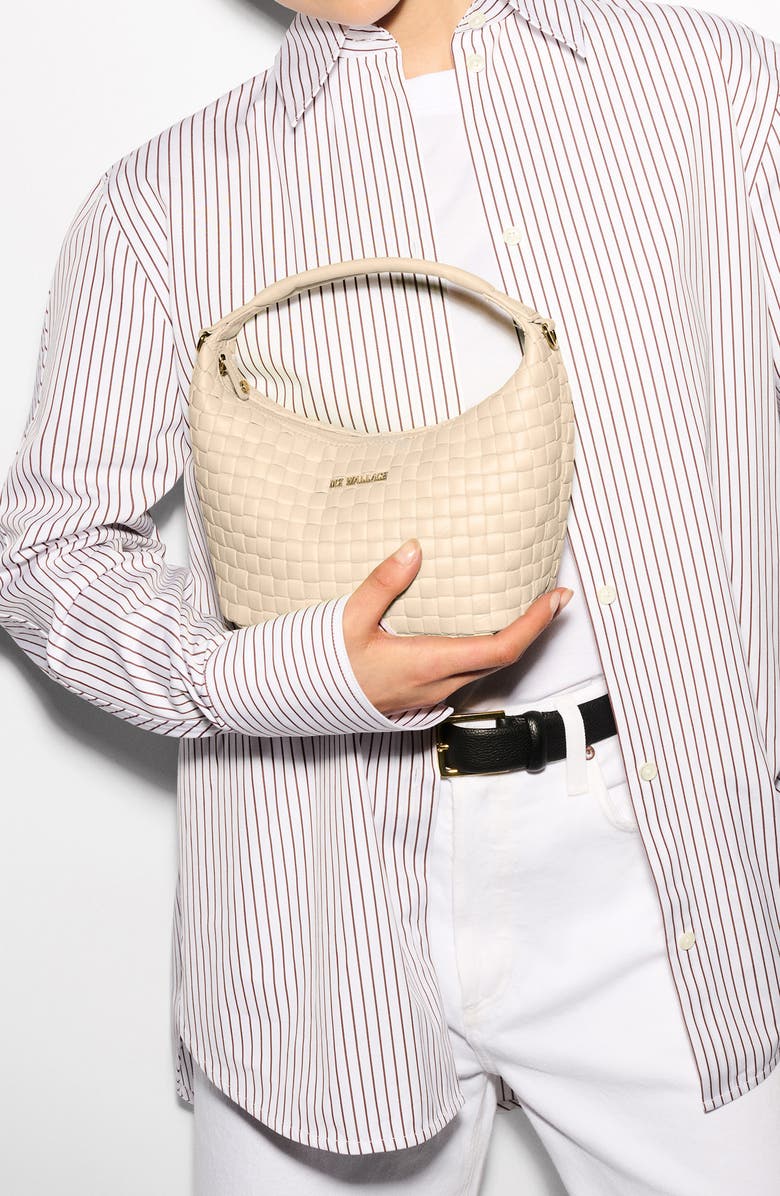 MZ Wallace Mini Woven Top Handle Hobo Bag, Alternate, color, Buff