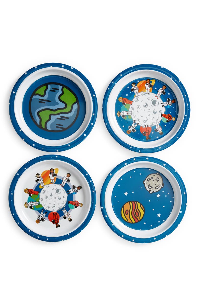 Colorfull Plates Set of 4 Space Theme Mealtime Bowls, Main, color, Blue Multi