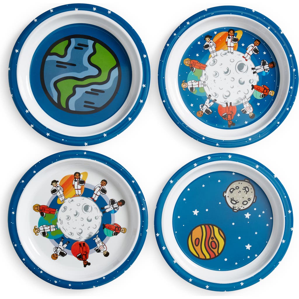 Colorfull Plates Set of 4 Space Theme Mealtime Bowls in Blue Multi  product