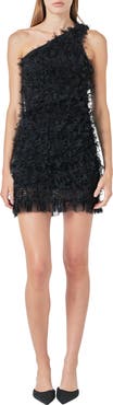 Endless Rose One-Shoulder Mesh Fringe Minidress