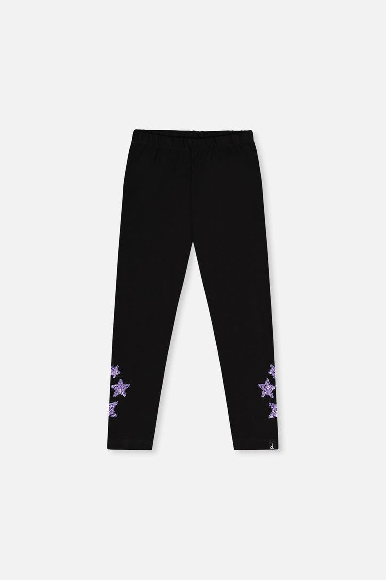 Organic Cotton Shimmer Star Jersey Leggings, Main, color, Black