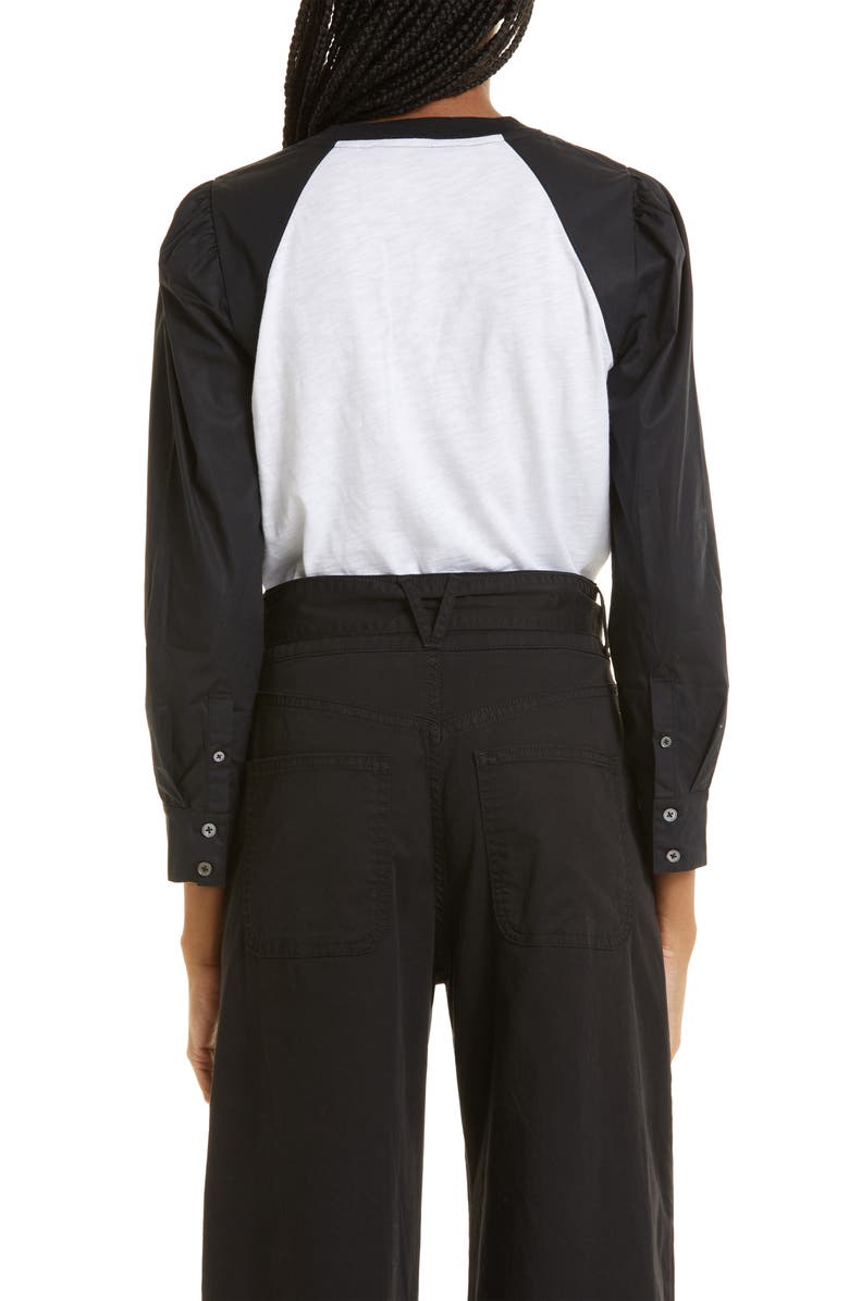 Veronica Beard Mosley Mixed Media Cotton Top, Alternate, color,