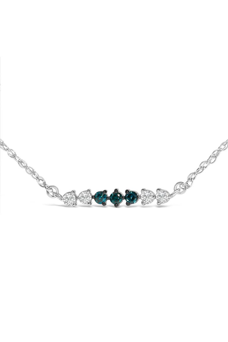 Sterling Silver 1/5 Cttw White and Blue Diamond 6 Stone Bar Necklace, Alternate, color, Silver