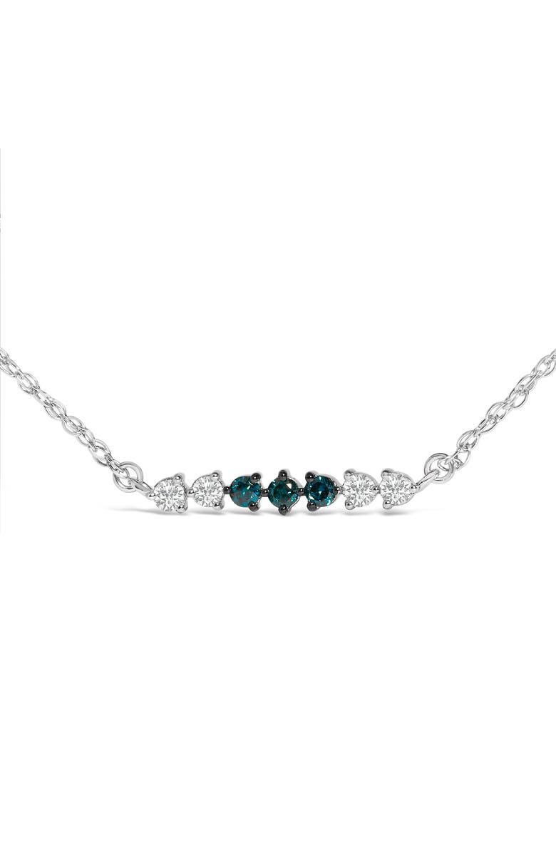 Haus of Brilliance Sterling Silver 1/5 Cttw White and Blue Diamond 6 Stone Bar Necklace, Alternate, color, Silver