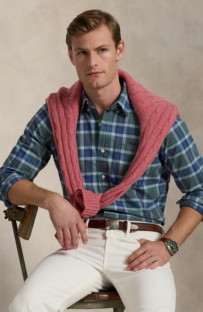 Polo Ralph Lauren Classic Fit Plaid Cotton Oxford Button-Up Shirt, Alternate, color, Fatigue Blue Multi