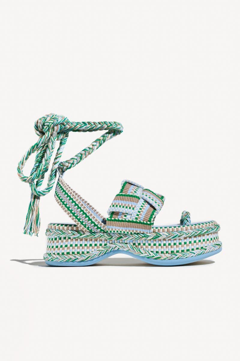 Gabriela Braided Platform Sandal with Ankle Ties, Main, color, Mosaic