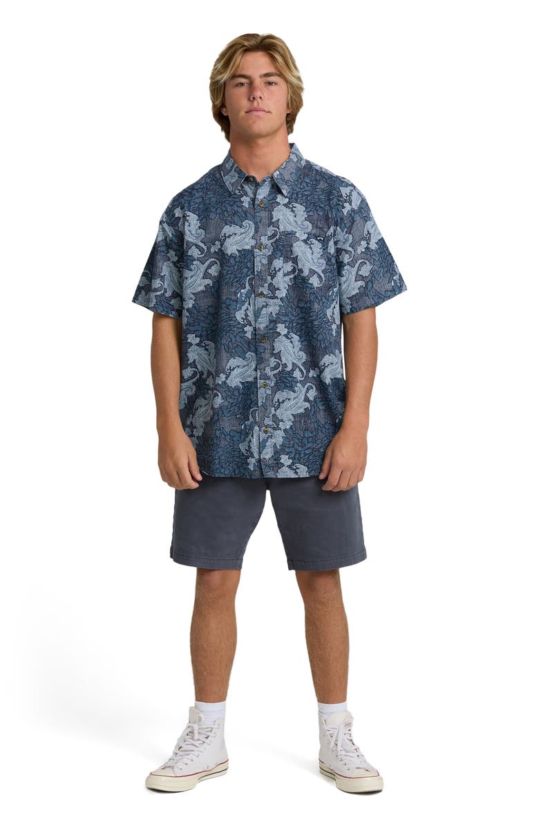 Billabong Sundays Paisley Short Sleeve Button-Up Shirt, Alternate, color, Mid Blue