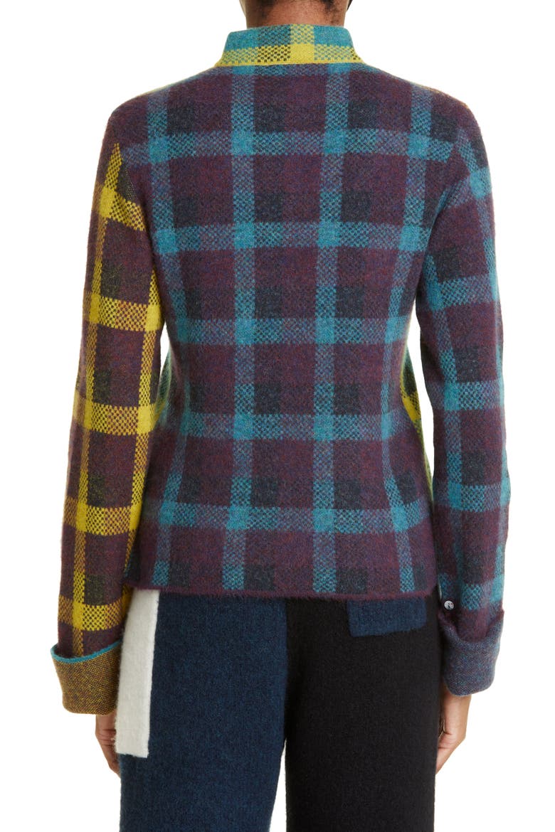 Bao Plaid Wool & Cotton Blend Sweater, Alternate, color, MUSTARD/ CURRANT