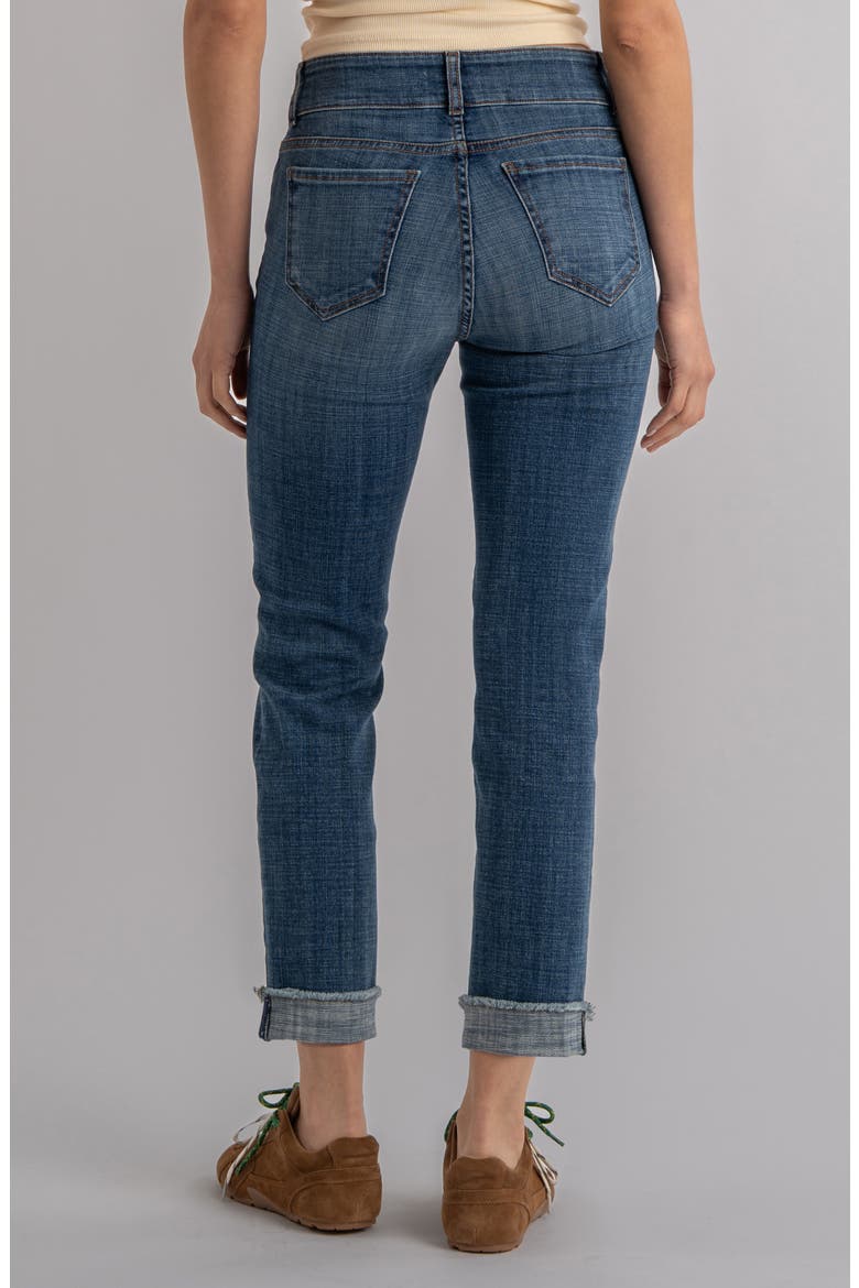 Amy Frayed Mid Rise Crop Slim Straight Leg Jeans, Alternate, color, WASH