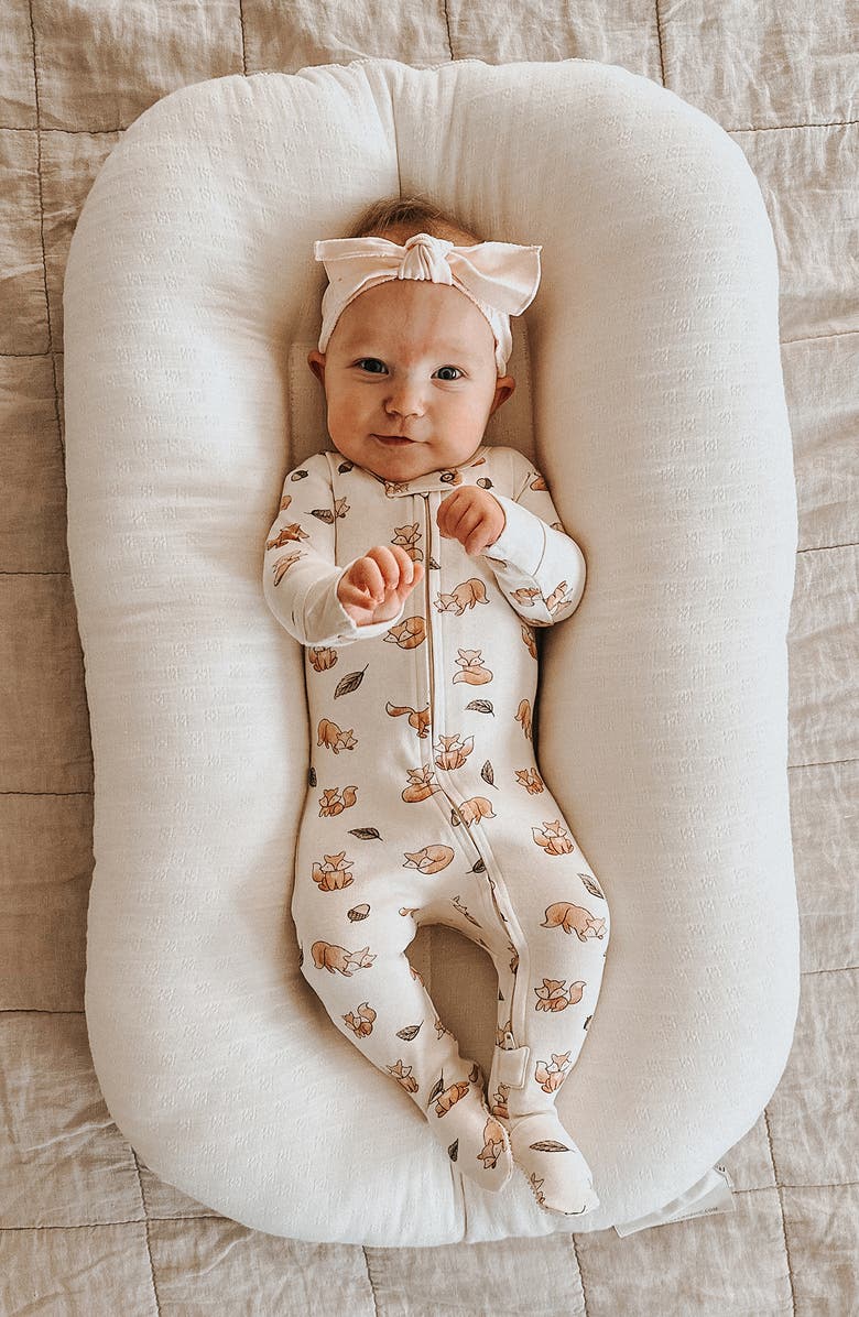 L'ovedbaby Organic Cotton Two-Way Zip Footie, Alternate, color, Foxy