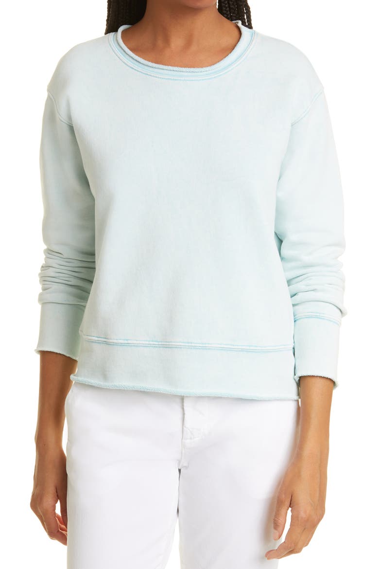 Boyfriend Cotton Sweatshirt, Main, color, SEA FOAM STAIN