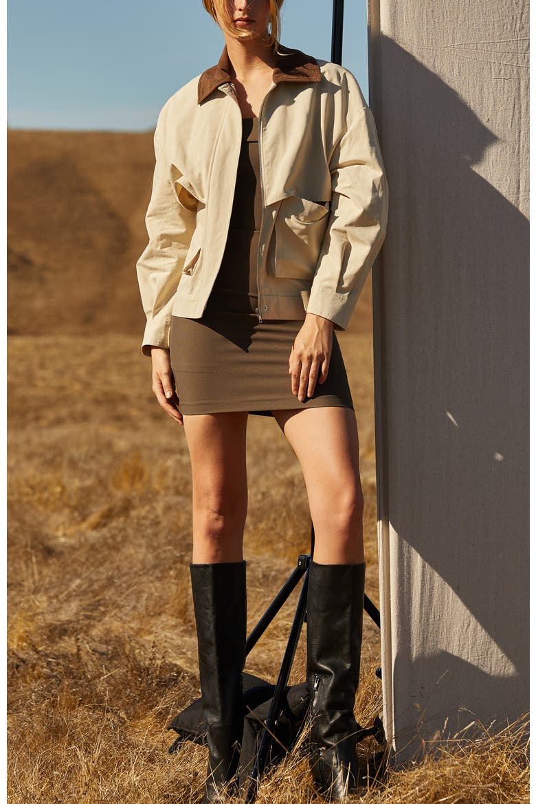 Contrast Collar Canvas Barn Jacket, Alternate, color, Beige