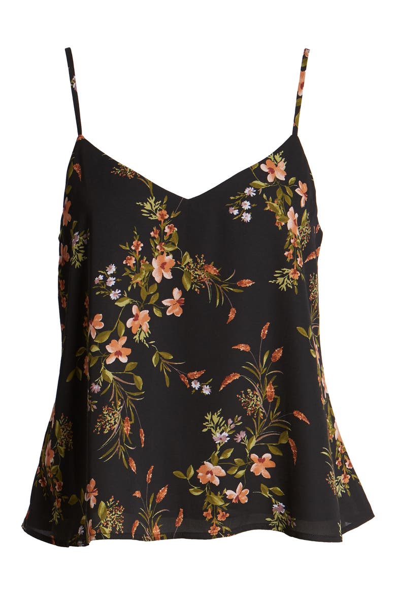 V-Neck Cami, Alternate, color, BLACK DUSTY FLORAL
