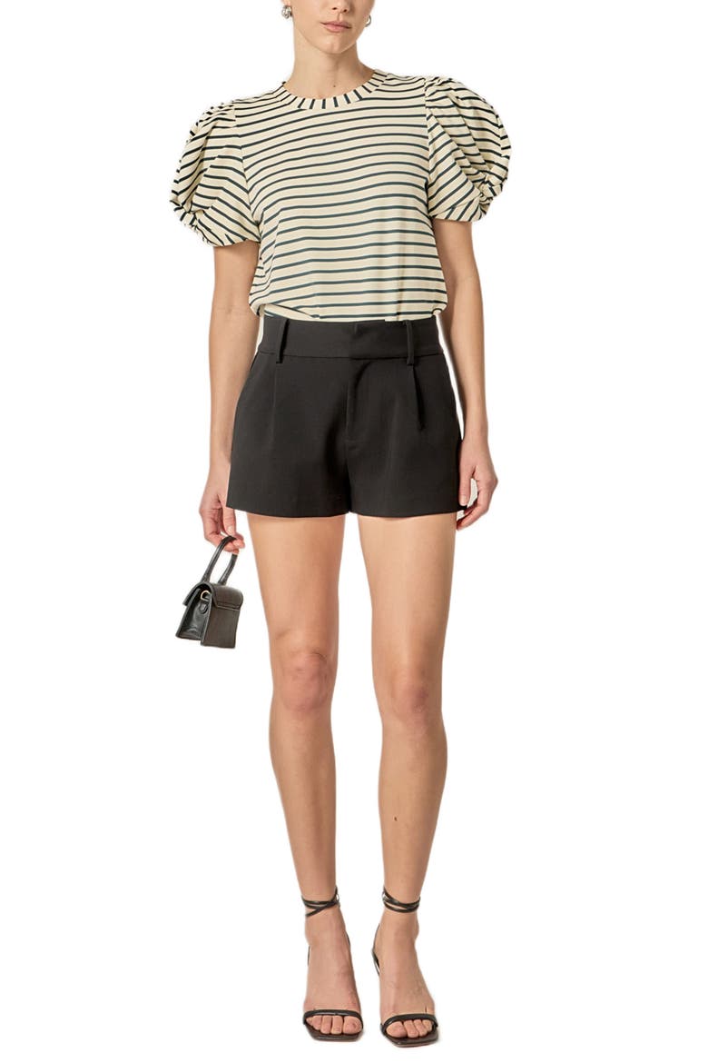 Puff Sleeve Stripe T-Shirt, Alternate, color, IVORY/ GREEN