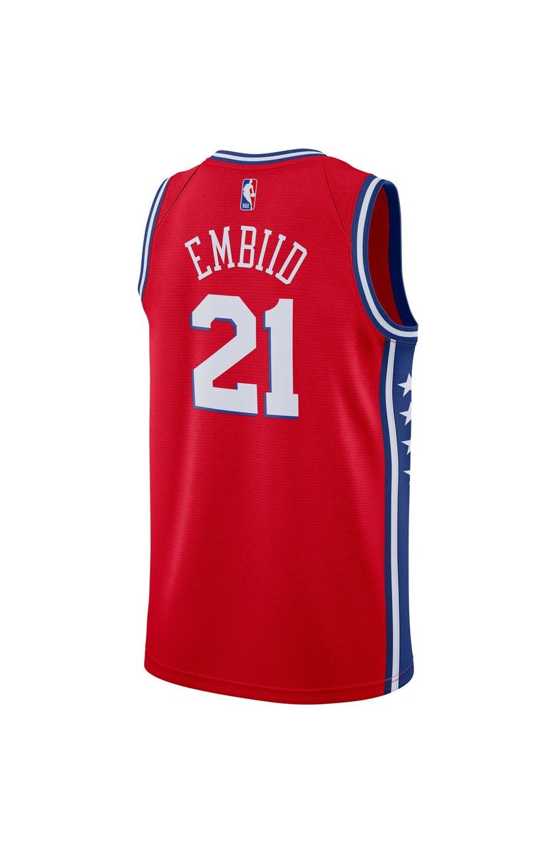 Jordan Brand Men's Jordan Brand Joel Embiid Red Philadelphia 76ers 2020/21 Swingman Jersey - Statement Edition, Alternate, color, 