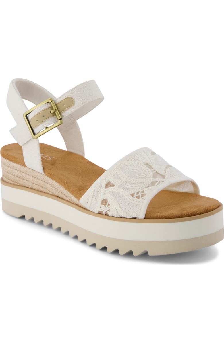 TOMS Diana Platform Wedge Sandal, Main, color, White Lace