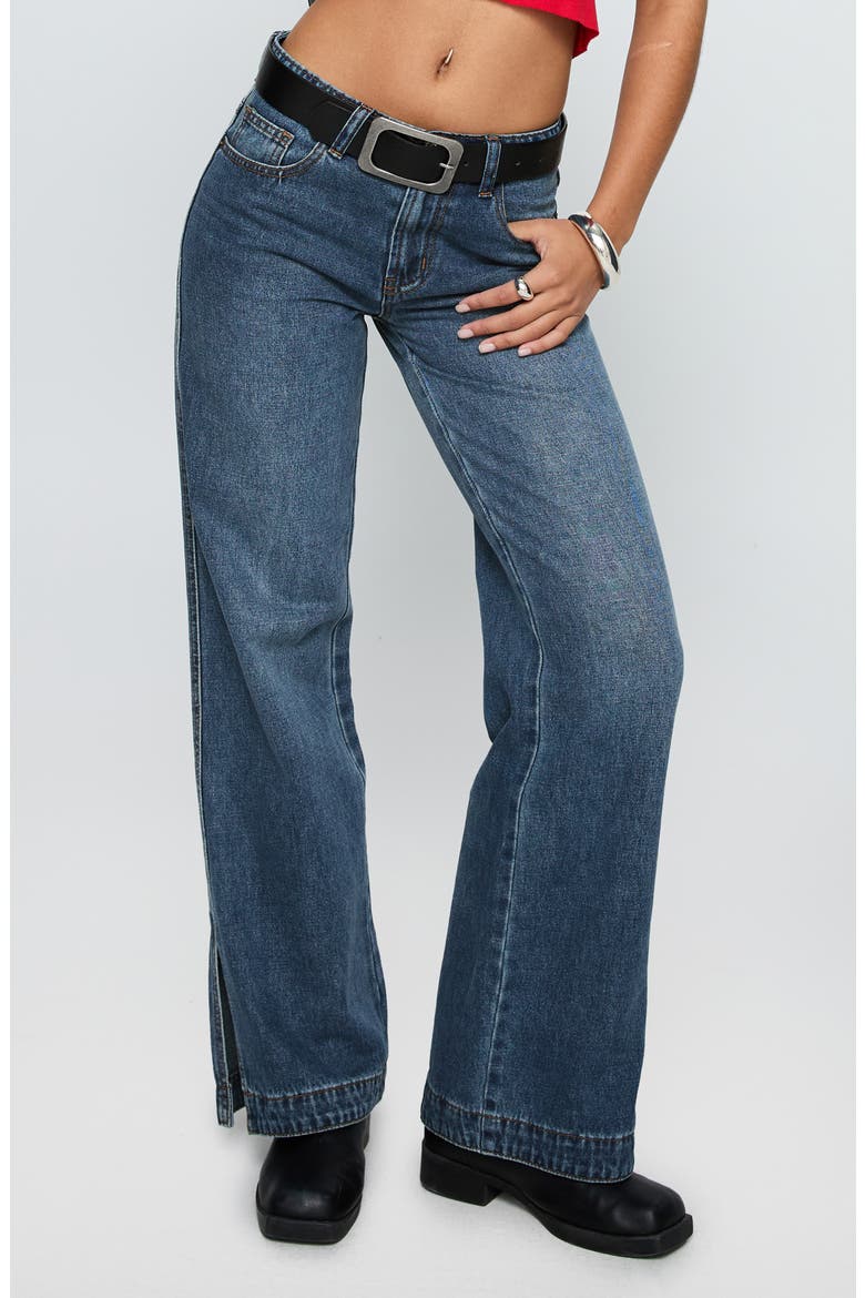 Dog Days Mid Rise Straight Leg Jeans, Main, color, DARK BLUE WASH