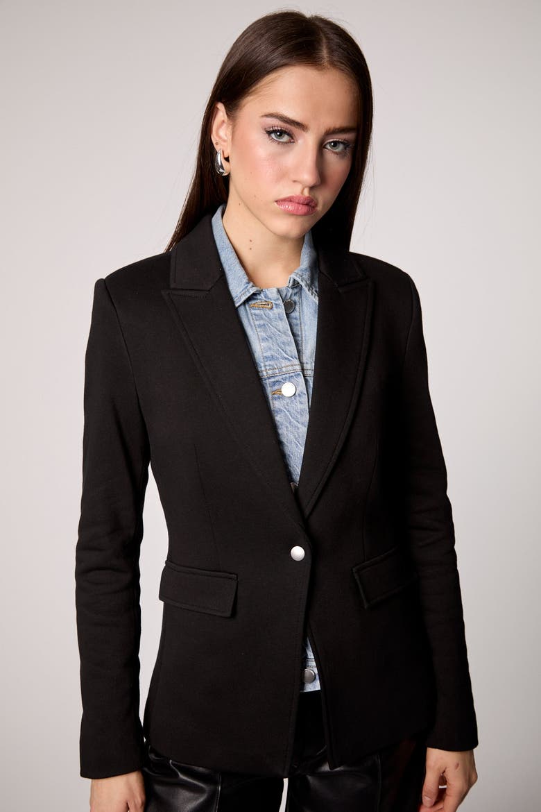 Helen Blazer with Removable Denim Insert, Alternate, color, Black / Denim