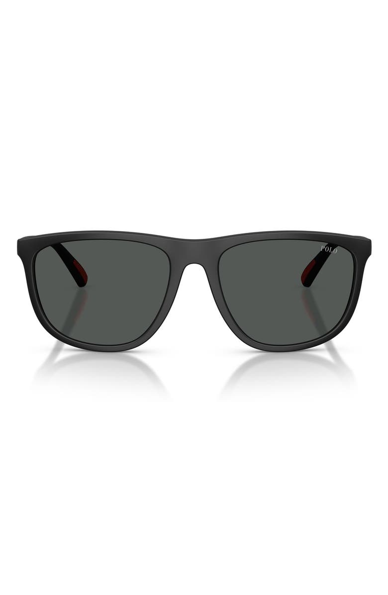 Polo Ralph Lauren 57mm Pillow Sunglasses, Main, color, Matte Black / Dark Grey